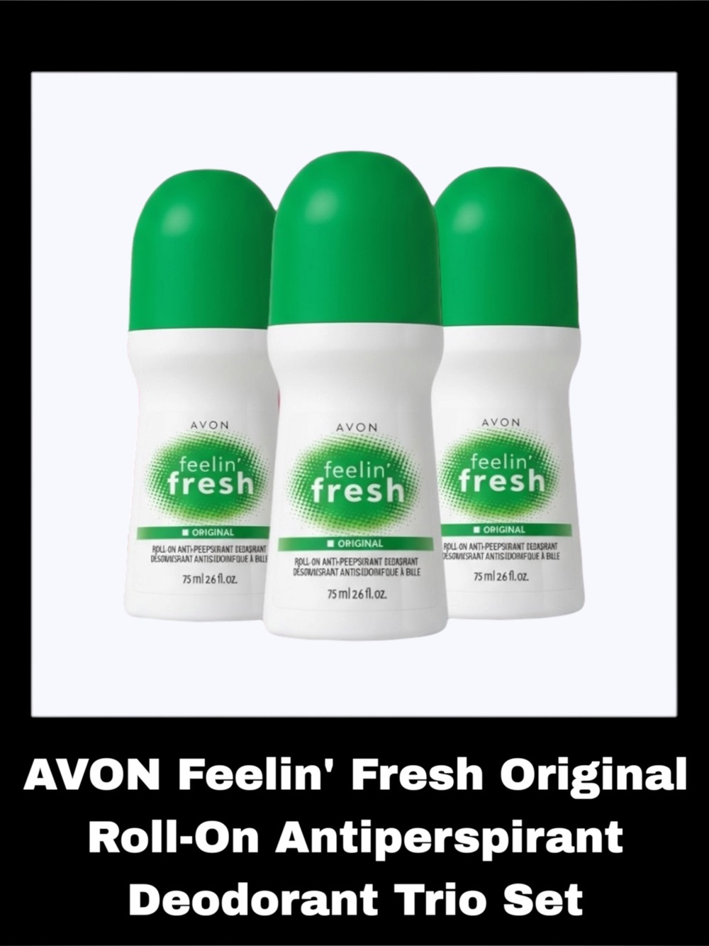 AVON Feelin' Fresh Original Roll-On Antiperspirant Deodorant Trio Set
